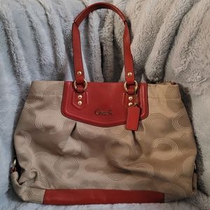 Coach Ashley Dotted Op Art Carry All Satchel 20049 EUC
